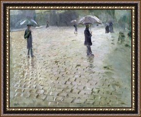 Study for Les Foins Framed Prints - Study for a Paris Street Rainy Day by Gustave Caillebotte