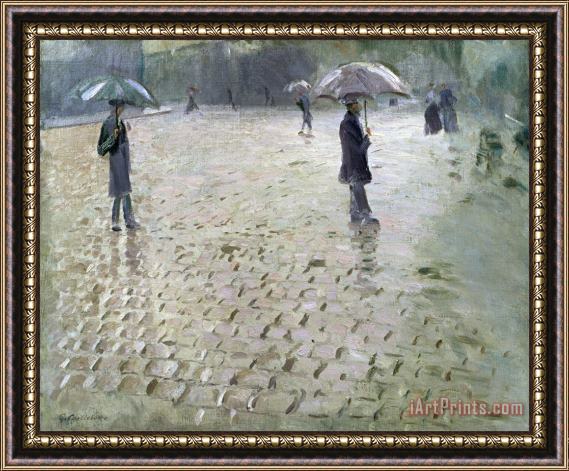 Gustave Caillebotte Study for a Paris Street Rainy Day Framed Painting