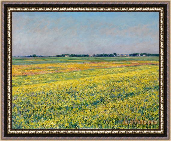 Gustave Caillebotte The Plain of Gennevilliers, Yellow Fields Framed Painting