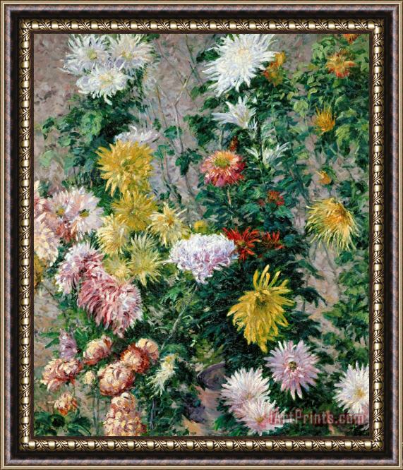 Gustave Caillebotte White and Yellow Chrysanthemums Framed Print