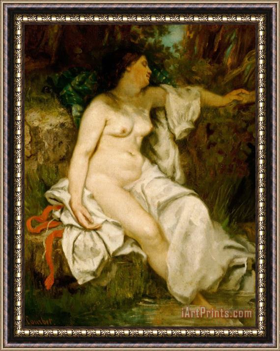 Gustave Courbet Bather Sleeping By A Brook Framed Print