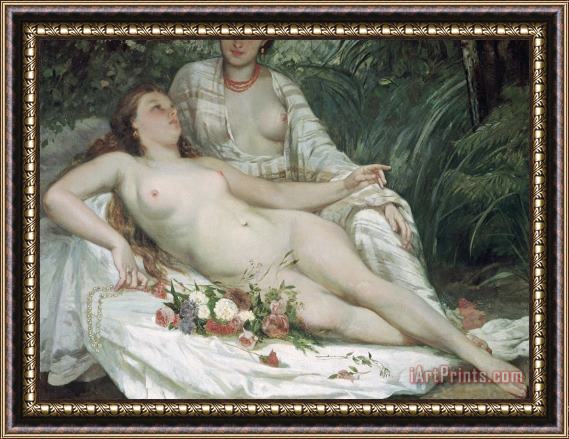 Gustave Courbet Bathers or Two Nude Women Framed Painting