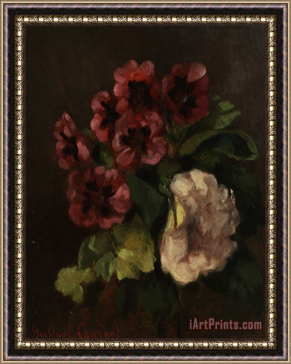 Gustave Courbet Bouquet De Fleurs Framed Painting