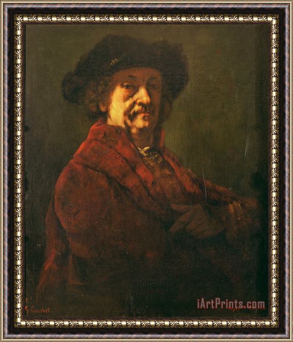 Gustave Courbet Copy of a Rembrandt Self Portrait Framed Painting