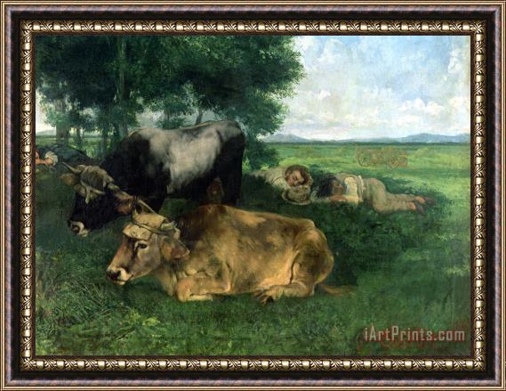 Gustave Courbet La Siesta Pendant la saison des foins Framed Painting