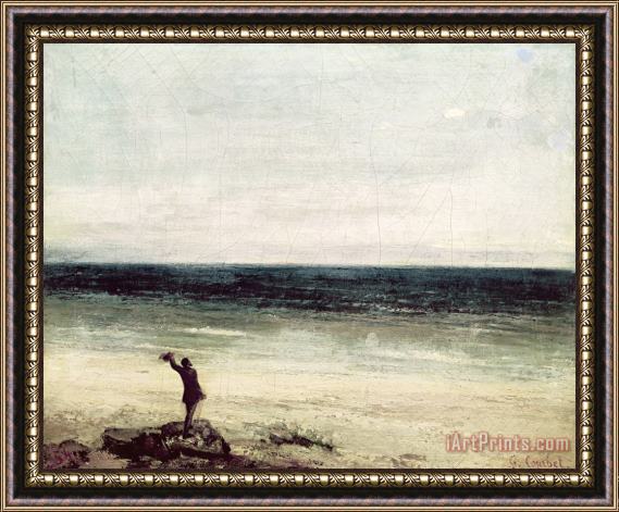 Gustave Courbet The Artist on the Seashore at Palavas Framed Painting