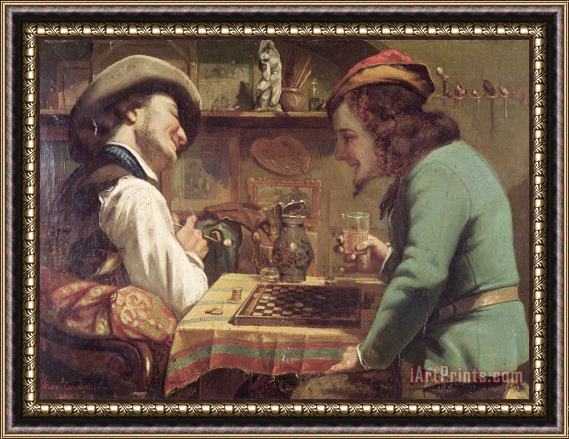 Gustave Courbet The Game of Draughts Framed Painting