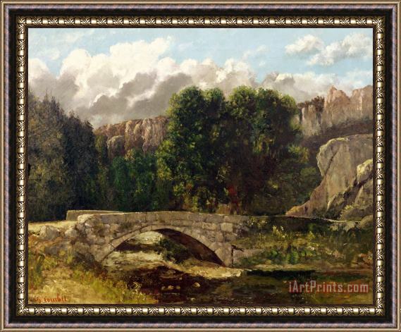Gustave Courbet The Pont De Fleurie, Switzerland Framed Painting