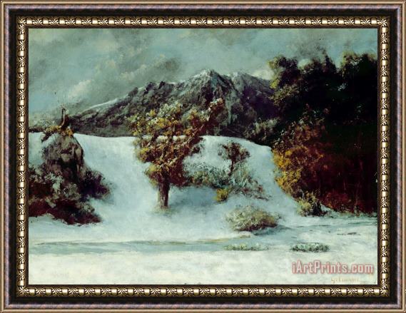 Gustave Courbet Winter Landscape With The Dents Du Midi Framed Print