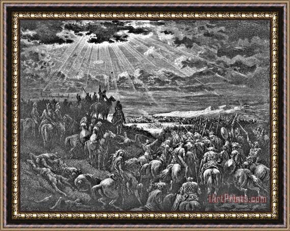 Gustave Dore Biblical Battle Scene Engraving Framed Print