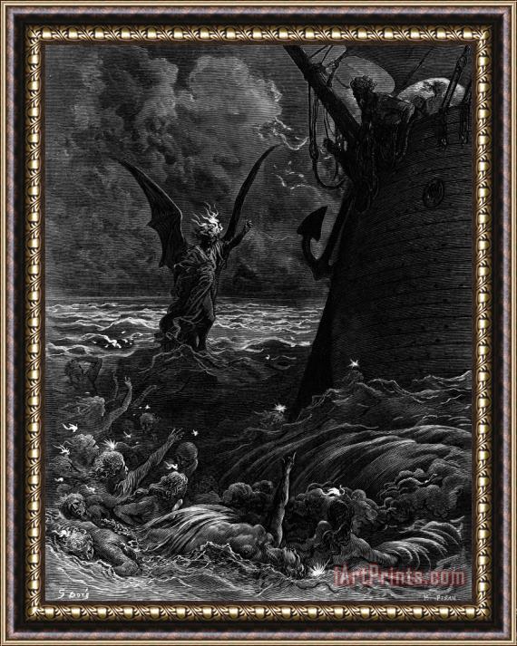 Gustave Dore Death-fires Dancing Around The Becalmed Ship Framed Print