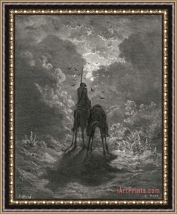 Gustave Dore Don Quixote on Horseback Framed Painting