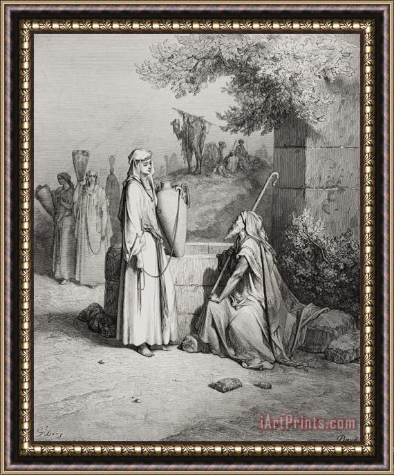 Gustave Dore Eliezer And Rebekah Framed Print