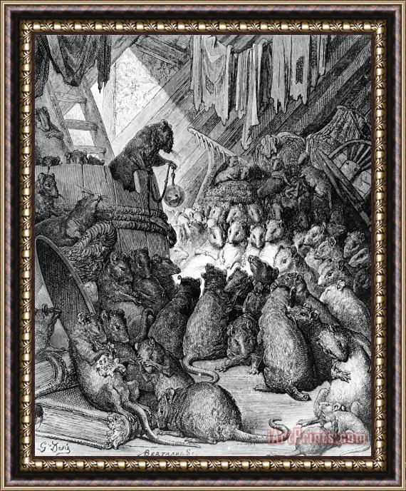 Gustave Dore The Council Held By The Rats Framed Print