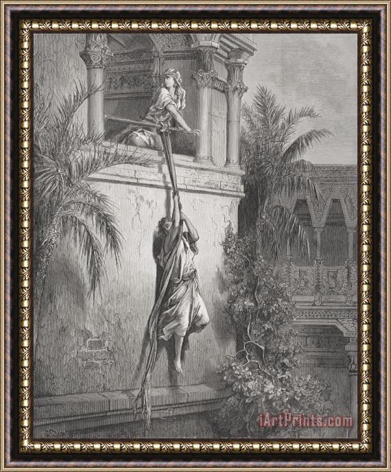 Gustave Dore The Escape Of David Through The Window Framed Print