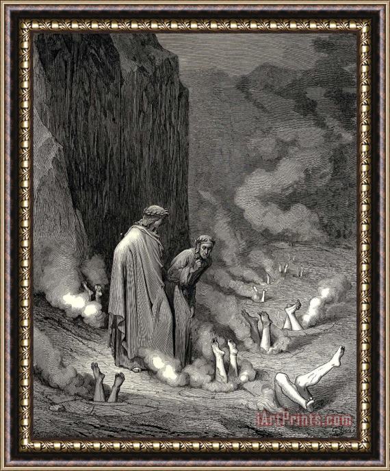 Gustave Dore The Inferno, Canto 19, Lines 1011 There Stood I Like The Friar, That Doth Shrive a Wretch for Murder Doom’d Framed Painting
