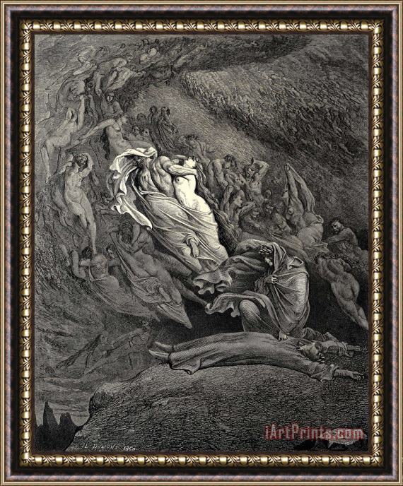 Gustave Dore The Inferno, Canto 5, Lines 137138 I Through Compassion Fainting, Seem’d Not Far From Death, And Like a Corpse Fell to The Ground. Framed Painting