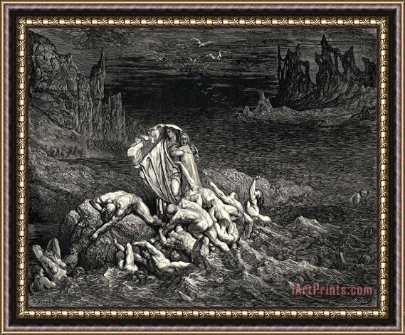 Gustave Dore The Inferno, Canto 7, Lines 118119 “now Seest Thou, Son! The Souls of Those, Whom Anger Overcame.” Framed Painting