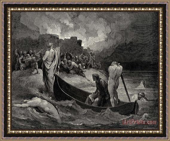 Gustave Dore The Inferno, Canto 8, Lines 110111 I Could Not Hear What Terms He Offer’d Them, But They Conferr’d Not Long Framed Print