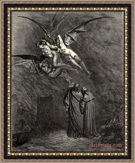 Gustave Dore The Inferno, Canto 9, Line 46 “mark Thou Each Dire Erinnys. Framed Painting