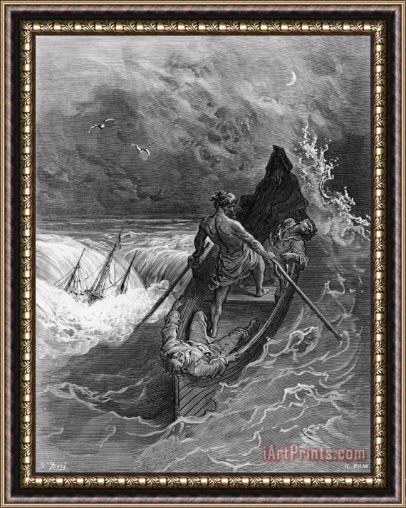 Gustave Dore The Pilot Faints Scene From 'the Rime Of The Ancient Mariner' By S.t. Coleridge Framed Painting