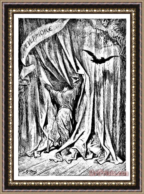 Gustave Dore The Raven Nevermore Illustration Engraving Framed Print
