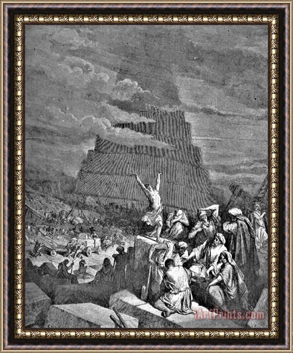 Gustave Dore Tower Of Babel Bible Illustration Framed Painting