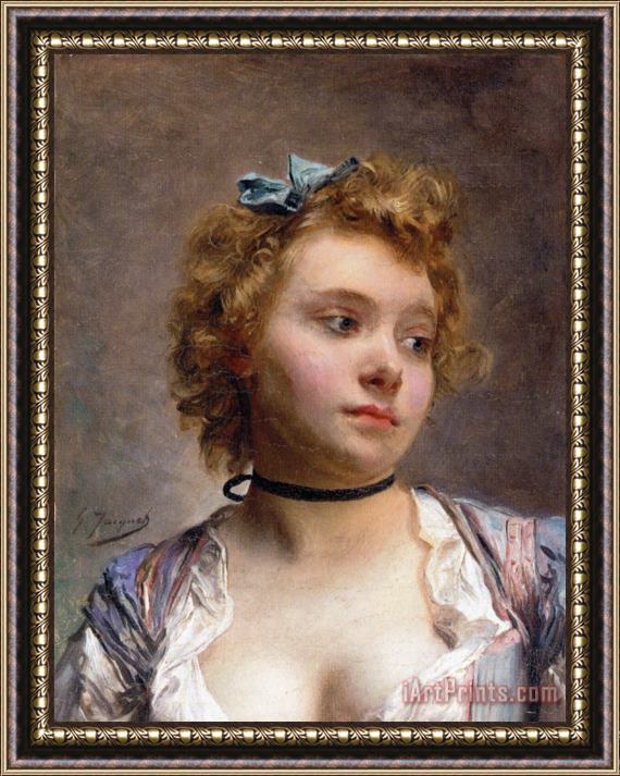 Gustave Jean Jacquet Portrait of The Artist's Wife Framed Painting