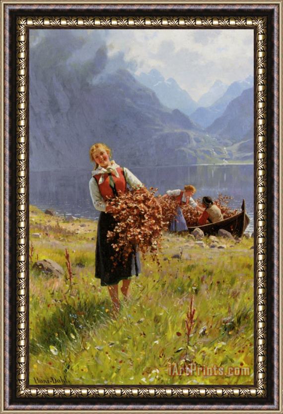 Hans Dahl Sommerdag Ved En Norsk Fjord Framed Print