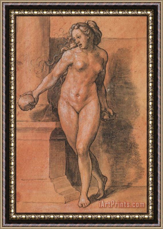 Hans Holbein the Younger Female Nude Stone Thrower Framed Painting