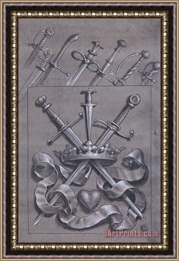 Hans Holbein the Younger Swords Crown And Heart Design Framed Painting