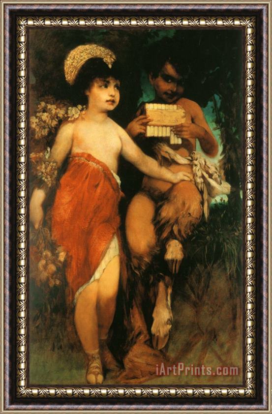 Hans Makart Faun And Nymph (pan And Flora) Framed Painting