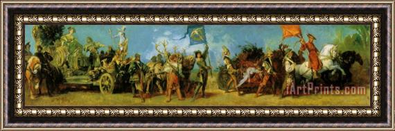 Hans Makart The Anniversary Parade Feast Wagen of The Hunt Framed Painting