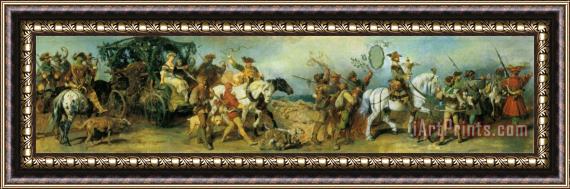 Hans Makart The Anniversary Parade Hunting Party with Treasure Wagon Framed Painting