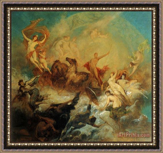Hans Makart The Victory of Light Over Darkness Framed Painting