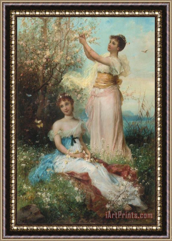 Hans Zatzka Springtime Maidens Framed Painting