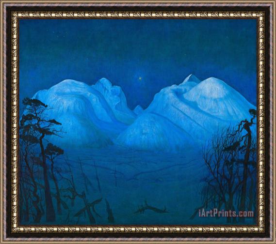 Harald Sohlberg Winter Night in The Mountains Framed Print