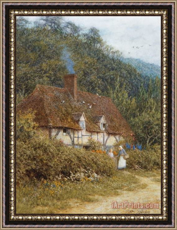 Helen Allingham Cottage near Witley Surrey Framed Painting