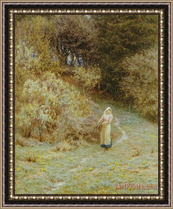 Helen Allingham In the Primrose Wood Framed Painting