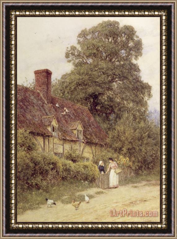 Helen Allingham Old Post Office Brook near Witley Surrey Framed Painting