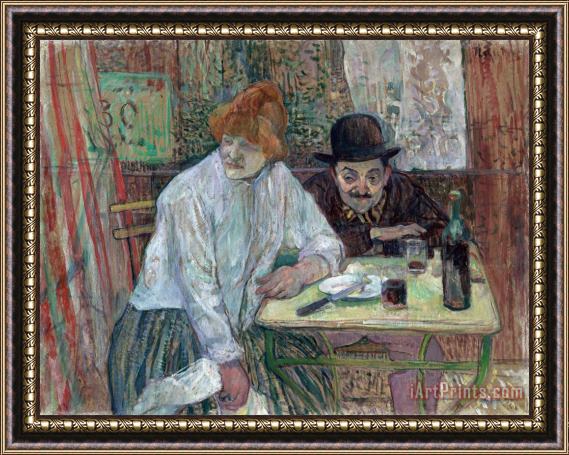 Henri de Toulouse-Lautrec At The Cafe La Mie Framed Painting