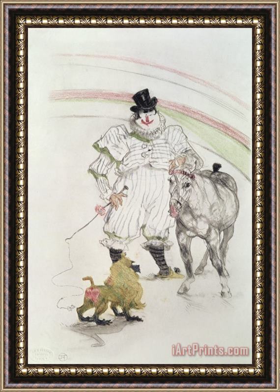 Henri de Toulouse-Lautrec At The Circus: Performing Horse And Monkey Framed Print