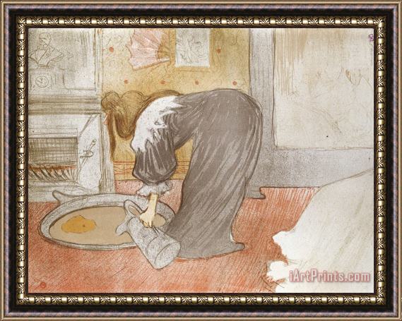Henri de Toulouse-Lautrec Femme Au Tu (woman with Washtub) Framed Painting