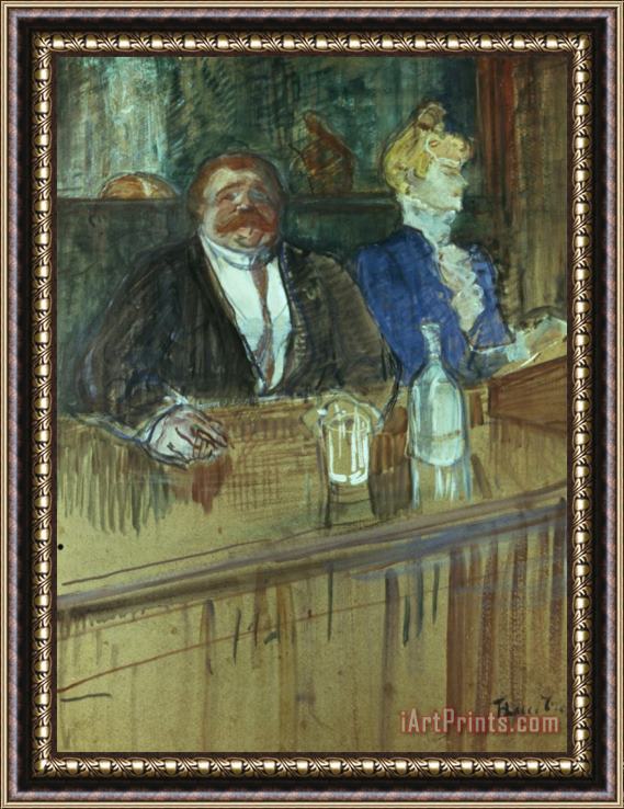 Henri de Toulouse-Lautrec In The Bar: The Fat Proprietor And The Anaemic Cashier Framed Painting
