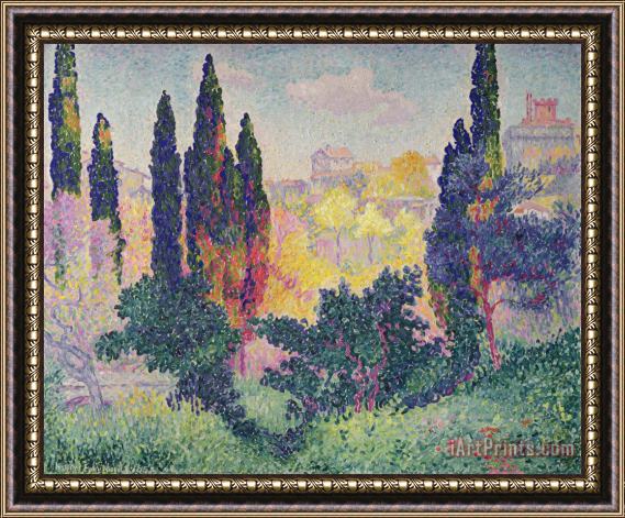 Henri-Edmond Cross The Cypresses at Cagnes Framed Painting