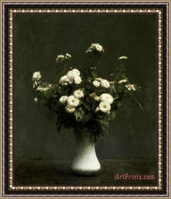 Henri Fantin Latour Vase of Chrysanthemums Framed Painting