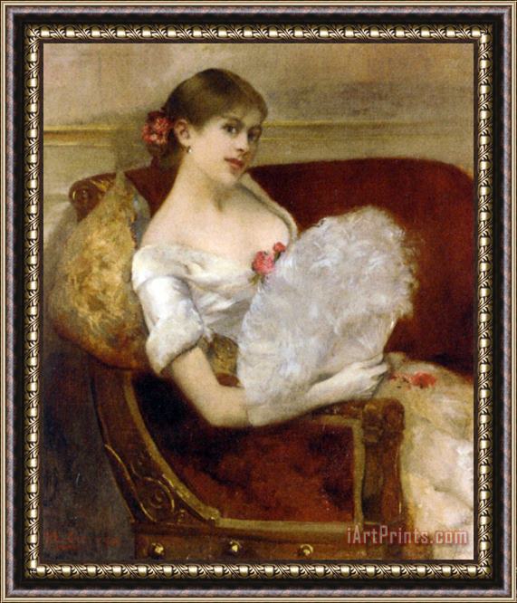 Henri Gervex Femme a Leventail Framed Painting
