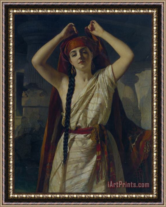 Henri Guillaume Schlesinger An Egyptian Girl Preparing for The Bath Framed Print