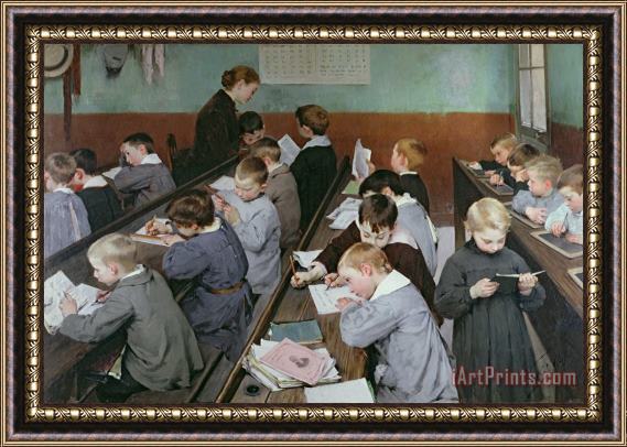 Henri Jules Jean Geoffroy The Children's Class Framed Painting