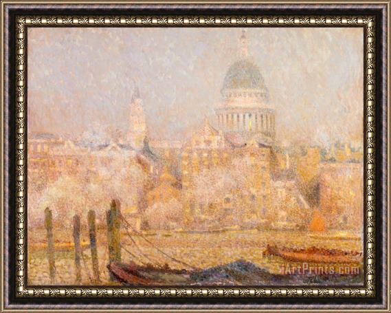 Henri Le Sidaner St. Paul's From The River Morning Sun in Winter Framed Print